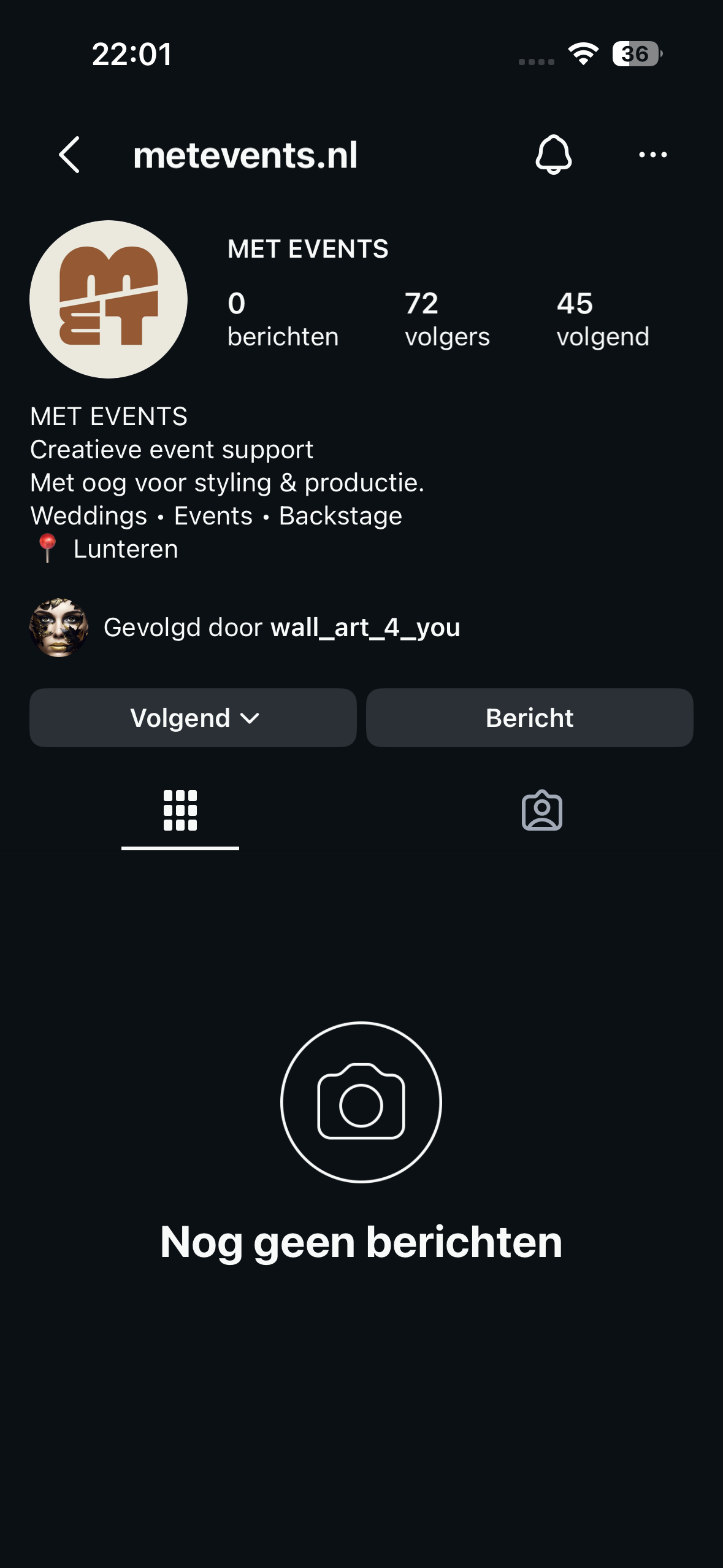 Instagramprofiel van MET Events
